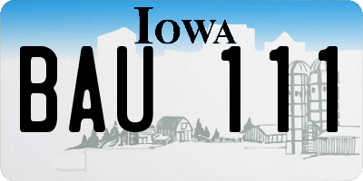 IA license plate BAU111