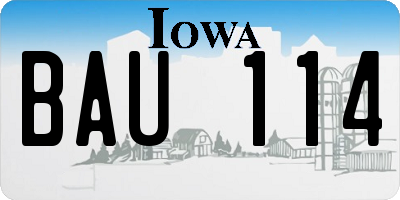 IA license plate BAU114