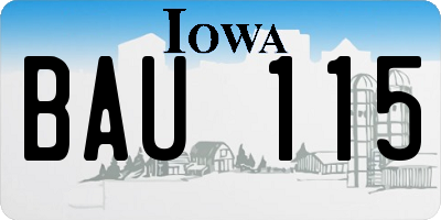 IA license plate BAU115