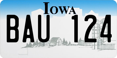 IA license plate BAU124