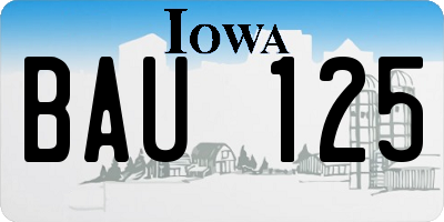 IA license plate BAU125