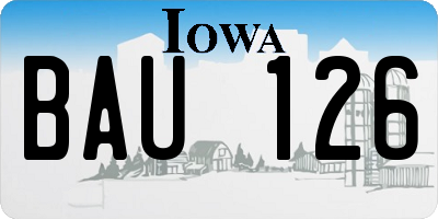 IA license plate BAU126