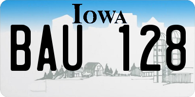 IA license plate BAU128