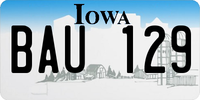 IA license plate BAU129