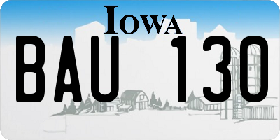 IA license plate BAU130
