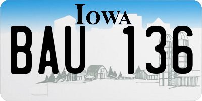 IA license plate BAU136