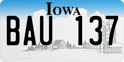 IA license plate BAU137