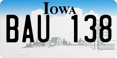 IA license plate BAU138