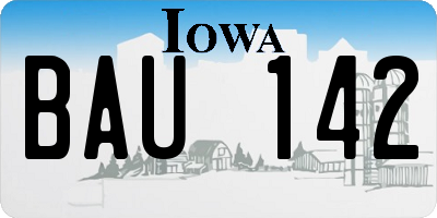 IA license plate BAU142