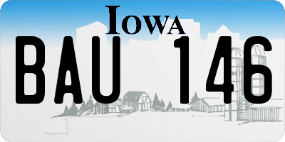 IA license plate BAU146
