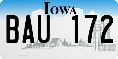 IA license plate BAU172