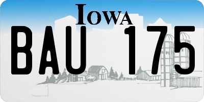 IA license plate BAU175