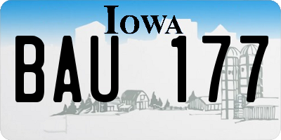 IA license plate BAU177