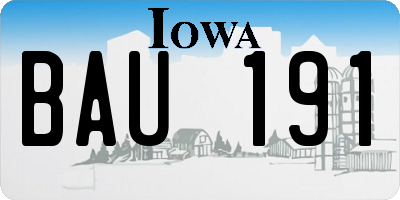 IA license plate BAU191