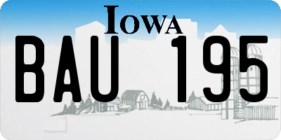 IA license plate BAU195