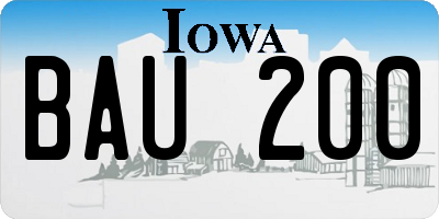 IA license plate BAU200