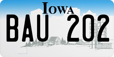 IA license plate BAU202