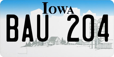 IA license plate BAU204