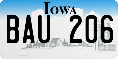 IA license plate BAU206