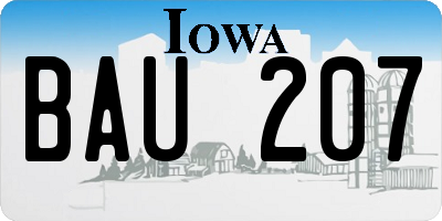 IA license plate BAU207