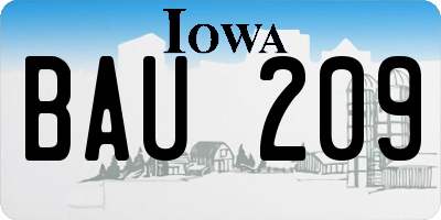 IA license plate BAU209