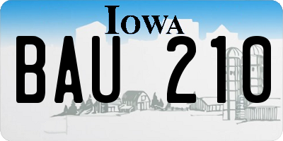 IA license plate BAU210