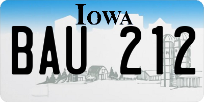 IA license plate BAU212