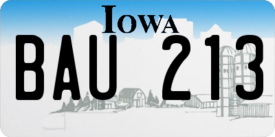 IA license plate BAU213