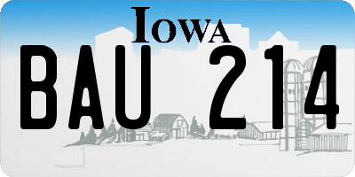 IA license plate BAU214