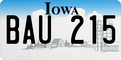 IA license plate BAU215
