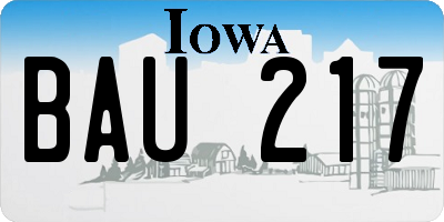IA license plate BAU217
