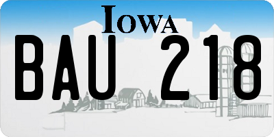 IA license plate BAU218