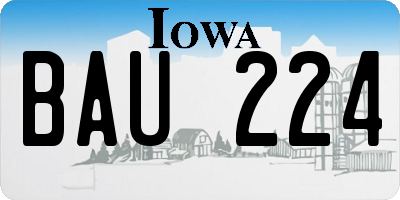 IA license plate BAU224