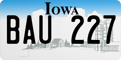 IA license plate BAU227