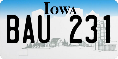 IA license plate BAU231