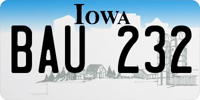 IA license plate BAU232
