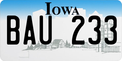 IA license plate BAU233