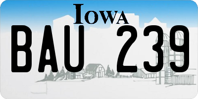 IA license plate BAU239