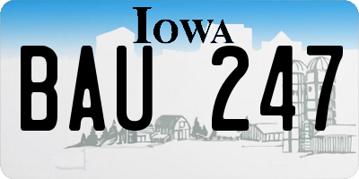 IA license plate BAU247