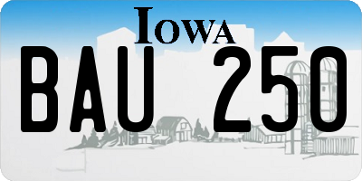 IA license plate BAU250