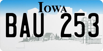 IA license plate BAU253
