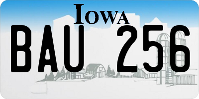 IA license plate BAU256