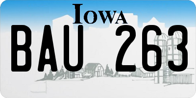 IA license plate BAU263