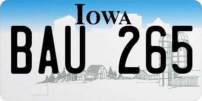 IA license plate BAU265
