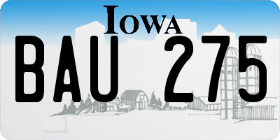 IA license plate BAU275