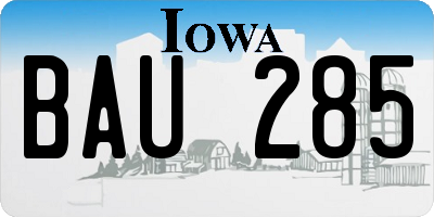 IA license plate BAU285