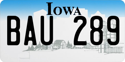 IA license plate BAU289