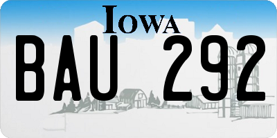 IA license plate BAU292