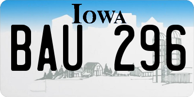 IA license plate BAU296