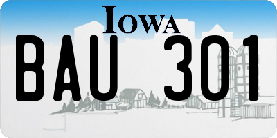 IA license plate BAU301
